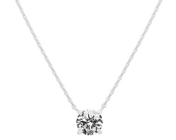 14K Gold Plated Crystal Solitaire 1.5 Carat (7.3mm) CZ Dainty Choker Necklace | Gold Necklaces for Women