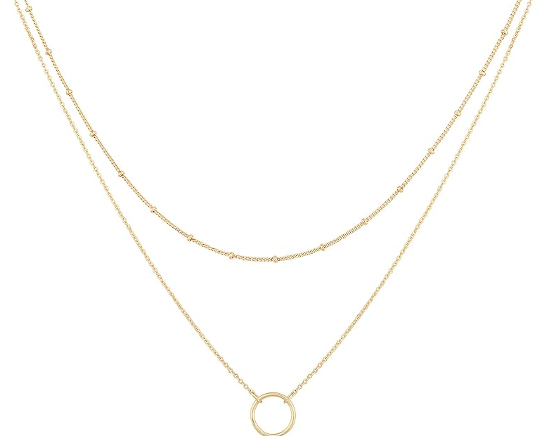 Layered Heart Necklace Pendant Handmade 18k Gold Plated Dainty Gold Choker Arrow Bar Layering Long Necklace for Women