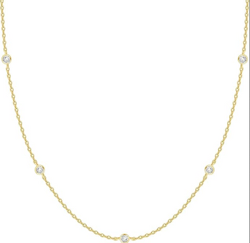 14K Gold Plated Station Necklace | Simulated Diamond BTY Necklace | Womens CZ Chain Necklace | Layering Necklaces