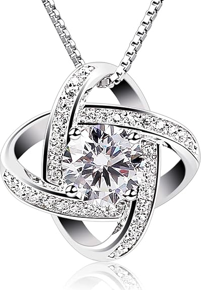 Women Necklaces Sterling Silver Cubic Zirconia Pendant Gemini Necklace