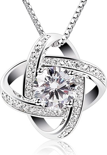 Women Necklaces Sterling Silver Cubic Zirconia Pendant Gemini Necklace