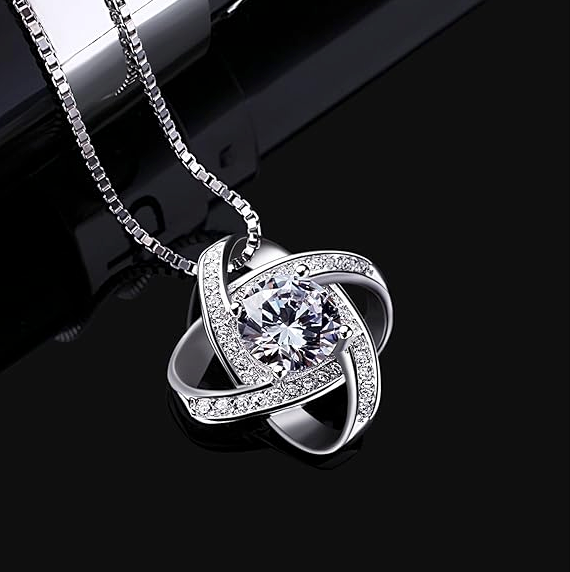 Women Necklaces Sterling Silver Cubic Zirconia Pendant Gemini Necklace