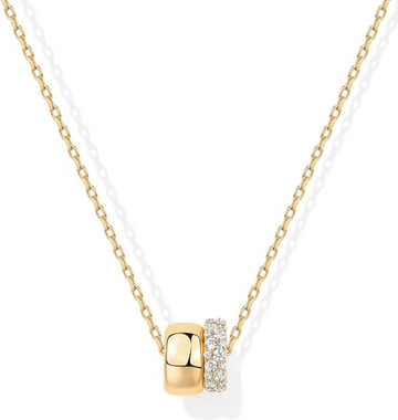 Two-Toned 14K Gold Plated Cubic Zirconia Pendant Necklace | Dainty Women’s Jewelry